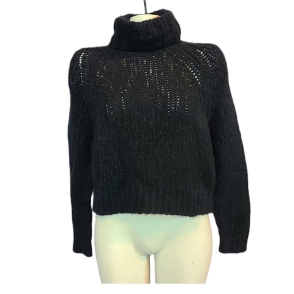 360 Cashmereย Black Wool Blend OpenโWeave Sweaterโ SizeโXS